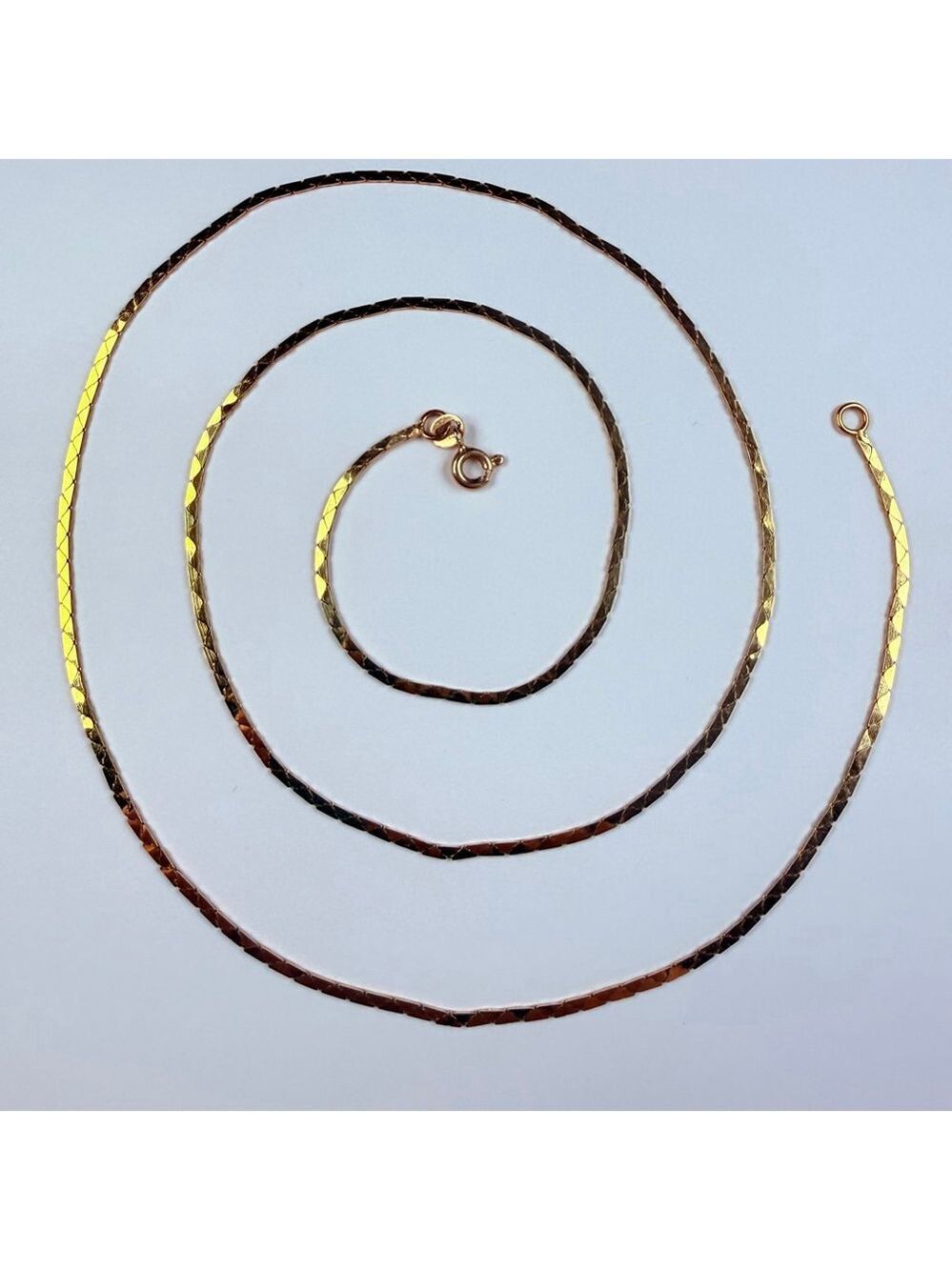 14K Solid Yellow Gold Cobra Snake Chain Link 1.5MM Vintage 24" Necklace Italy